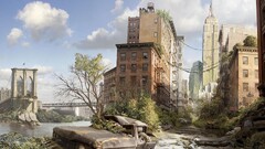 apocalyptic building Bridge dystopian abandoned cityscape ruin