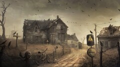 apocalyptic City S.T.A.L.K.E.R. futuristic ruin bicycle Birds