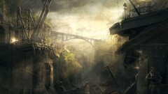 apocalyptic futuristic ruin science fiction artwork sky