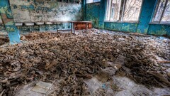 apocalyptic gas masks Chernobyl ruin abandoned