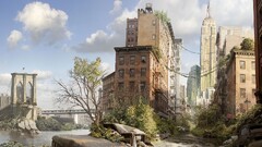 apocalyptic new york city futuristic ruin wreck abandoned