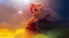 apofiss cheetahs artwork baby animals digital art Trees grass