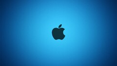 apple inc blue Minimalism blue background logo