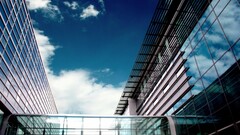 architecture building blue clouds mirror Poland Polish