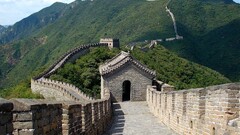 architecture Great Wall of China Mountains China Bricks