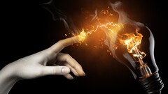 artwork abstract fire lightbulb fingers electricity digital art
