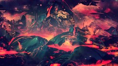 artwork abstract skull lava digital art