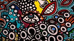 artwork abstract smiling face eyes