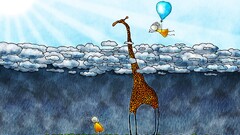 artwork Anime clouds balloon Giraffes rain nature Animals flying