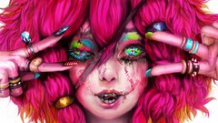 artwork anime girls Anime colorful face fantasy girl