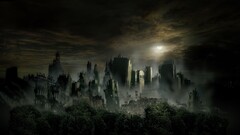 artwork apocalyptic futuristic digital art cityscape sky ruin