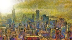 artwork cityscape sky City