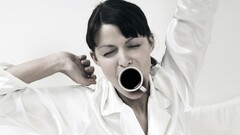 artwork closed eyes coffee humor