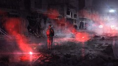 artwork concept art futuristic City apocalyptic rain