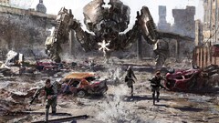 artwork concept art robot mech War destruction