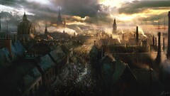 artwork Darek Zabrocki town riots civil war cityscape