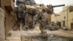 artwork digital art mech robot War military science fiction