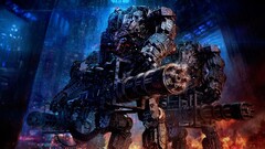 artwork digital art robot mech machine gun War futuristic