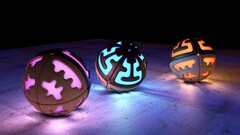 artwork digital art Sphere pink cyan yellow balls 3d 3D Abstract