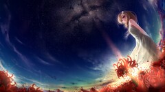 artwork fantasy art anime girls field sky sunlight Stars Anime