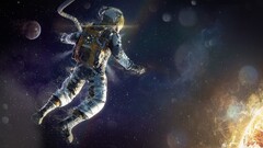 artwork fantasy art astronaut Space Stars sun digital art