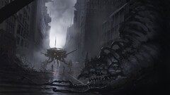 artwork fantasy art concept art robot creature City destruction