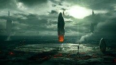 artwork fantasy art concept art ruin Aliens sky clouds