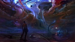 artwork fantasy art concept art Stars planet clouds