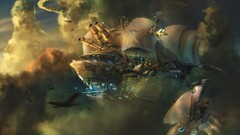 artwork fantasy art concept art steampunk Aircraft clouds cgi