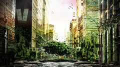 artwork fantasy art digital art apocalyptic nature City ruin