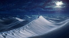 artwork fantasy art digital art desert night sand snow sky