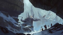 artwork fantasy art digital art dragon creature Mountains snow