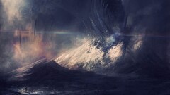 artwork fantasy art digital art Mountains destruction landscape