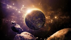 artwork fantasy art digital art planet Space Stars asteroid