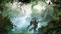 artwork fantasy art digital art robot jungle nature