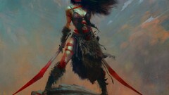 artwork fantasy art digital art warrior sword Women fantasy girl