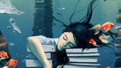 artwork fantasy art fantasy girl fish Animals underwater