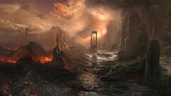 artwork fantasy art lava planet dark fantasy