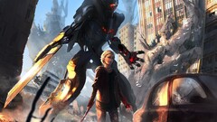 artwork fantasy art mech robot sword science fiction