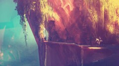 artwork fantasy art Mountains colorful warrior valley hills