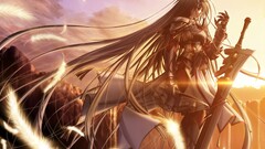 artwork fantasy art sword Women anime girls Anime long hair