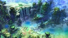 artwork fantasy art waterfall water nature