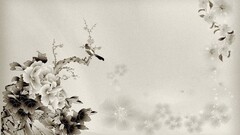 artwork Flowers digital art monochrome Animals Birds