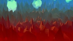 artwork Mountains clouds abstract digital art low poly landscape