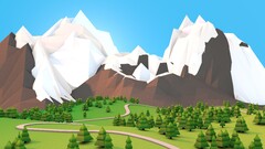 artwork Mountains forest snow low poly