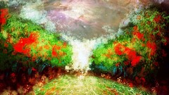 artwork nature colorful Plants sky