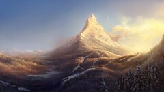 artwork nature landscape Mountains painting