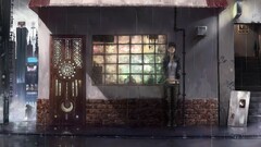 artwork rain anime girls Anime cityscape standing urban City