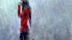 artwork rain smoking NanFe red dress Women painted nails