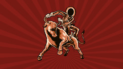artwork red background Bull